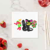 Zwarte kat lijn Herfst  Servet (Insitu)