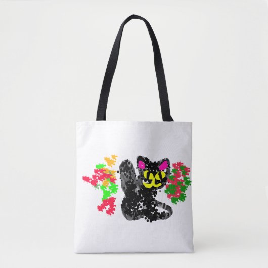 Zwarte kat lijn Herfst  Tote Bag (Voorkant)