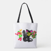 Zwarte kat lijn Herfst  Tote Bag (Achterkant)