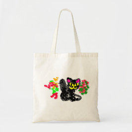 Zwarte kat lijn Herfst Tote Bag