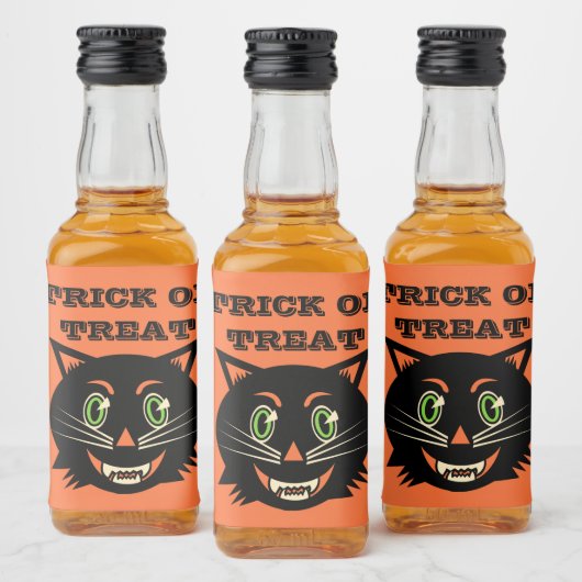  zwarte kat likeurfles etiket (Flessen)