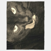 Zwarte kat likken fleece deken (Voorkant)