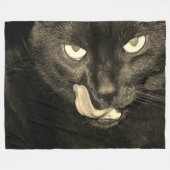 Zwarte kat likken fleece deken (Voorkant (Horizontaal))