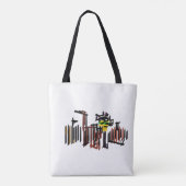 Zwarte kat loopt in herfst koel  tote bag (Achterkant)