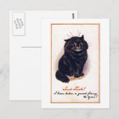 Zwarte kat, Louis Wain Briefkaart (Voorkant / Achterkant)