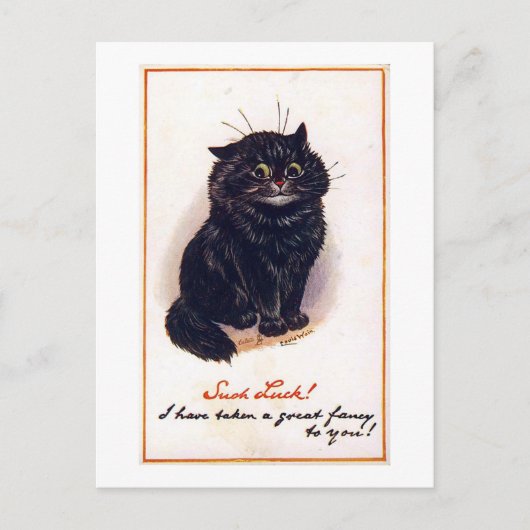 Zwarte kat, Louis Wain Briefkaart (Voorkant)