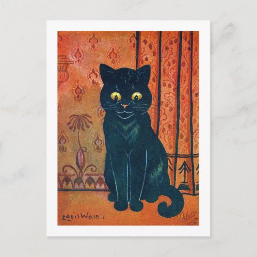 Zwarte kat, Louis Wain Briefkaart (Voorkant)