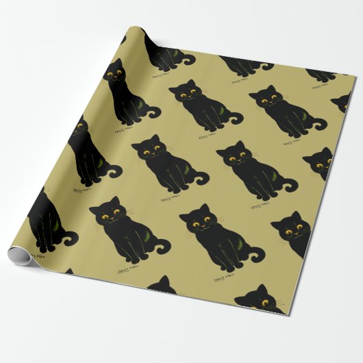 Zwarte kat, Louis Wain Cadeaupapier (Uitgerold)