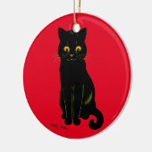 Zwarte kat, Louis Wain Keramisch Ornament (Links)