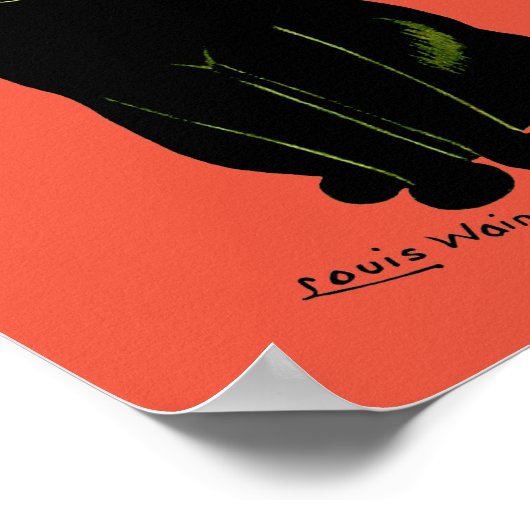 Zwarte kat, Louis Wain Poster (Hoek)