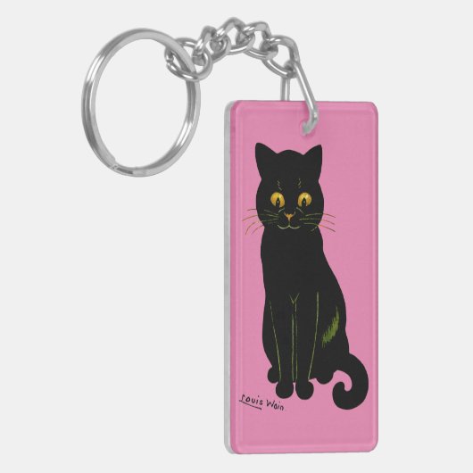Zwarte kat, Louis Wain Sleutelhanger (Voorkant Links)