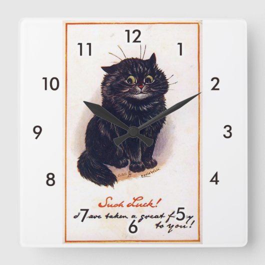 Zwarte kat, Louis Wain Vierkante Klok (Voorkant)