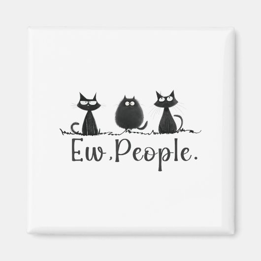 Zwarte Kat Lover Grumpy Graphic Grappig Leuke Nieu Magneet (Voorkant)