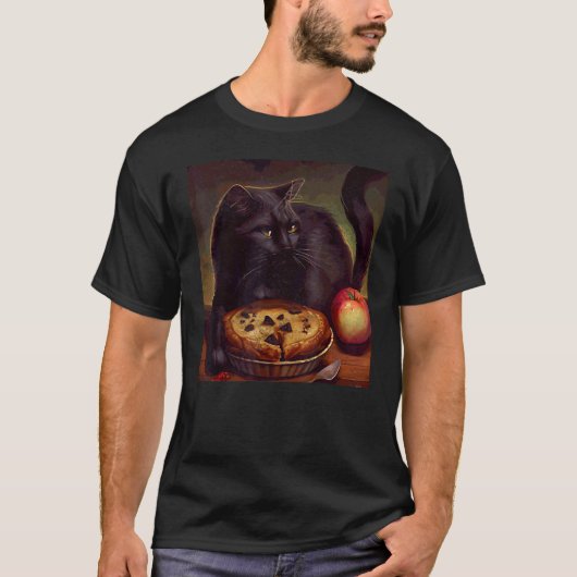 Zwarte Kat Luiaard Appeltaart T-shirt (Voorkant)