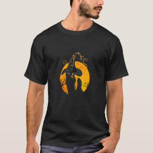 Zwarte Kat Maan Halloween Kostuum Heks Hoed En Ma T-shirt