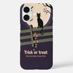 Zwarte Kat Maan Hek Flat Vector Hoesje