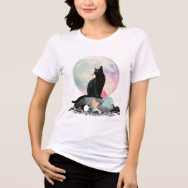 Zwarte Kat Maan Kristal Kunst Tri-Blend Shirt