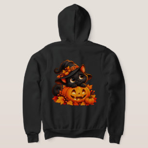 Zwarte kat maanlantaarn voor Halloween Hoodie
