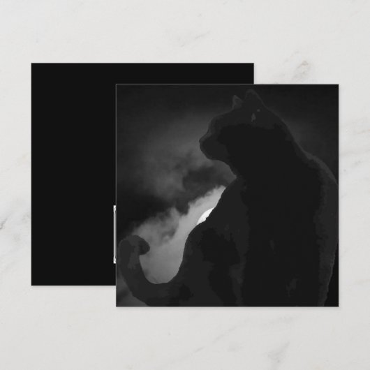 Zwarte Kat Maanlicht Silhouet Kaart (Voorkant / Achterkant)