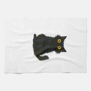 Zwarte Kat Magie � Mooie & Enge Halloween Kat Kuns Theedoek