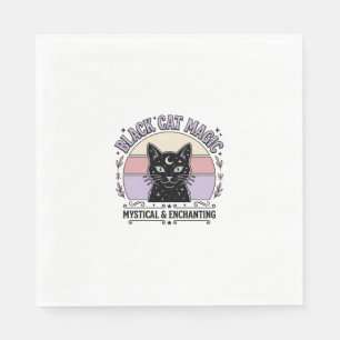 Zwarte Kat Magische Kat Zwarte Kat Vintage Vector Servet