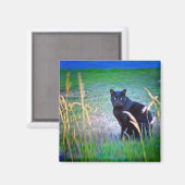 Zwarte kat magneet (Voorkant / Achterkant)