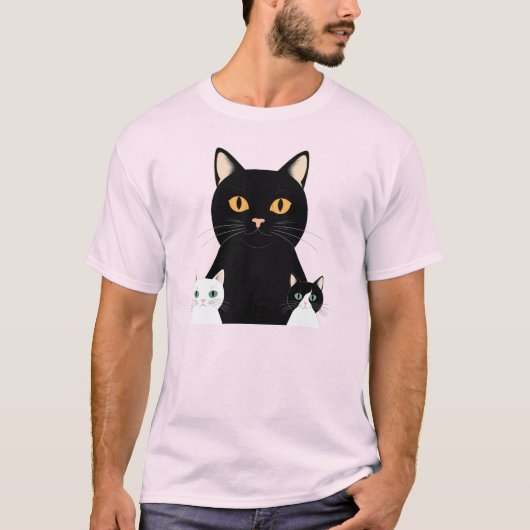 zwarte kat mam t-shirt (Voorkant)