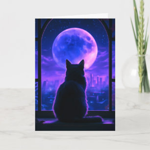 Zwarte Kat Maneschijn Nacht Denk Aan Jou Kaart