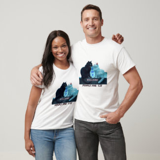 Zwarte kat Mannen en vrouwen T-shirt