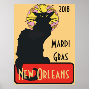 Zwarte Kat, Mardi Gras, bewerken tekst Poster