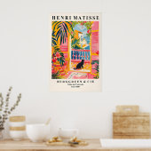 Zwarte Kat Matisse Kunstprint Roze Strand Poster (Keuken)