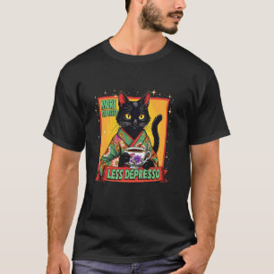 Zwarte Kat Meer Espresso Minder Depresso Japanse K T-shirt