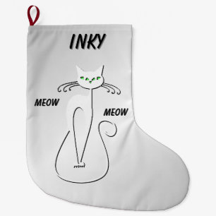 Zwarte Kat Meow Meow Groene Ogen Naam Toevoegen Grote Kerstsok