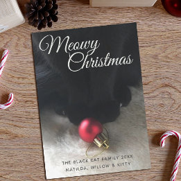 Zwarte Kat Meowy Kerst Kaart