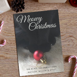 Zwarte kat Meowy-kerstfeestkaart