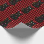 Zwarte kat | Meowy Kerstmis | Kronkellicht Cadeaupapier (Hoek)