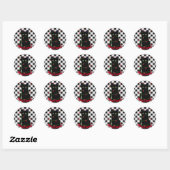 Zwarte kat Meowy Kerstmis twinkle lichten gingham Ronde Sticker (Vel)