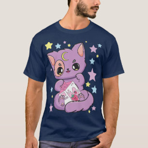 Zwarte kat met aardbeienmelk voor een Boba Lov T-shirt