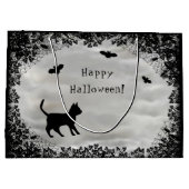 Zwarte Kat met Bat, Happy Halloween. Groot Cadeauzakje (Achterkant)