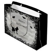 Zwarte Kat met Bat, Happy Halloween. Groot Cadeauzakje (Achterkant Gekanteld)