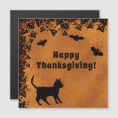 Zwarte Kat met Bat, Happy Thanksgiving (Voorkant / Achterkant)