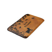 Zwarte kat met biet, Happy Halloween Badmat (Gekanteld)