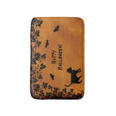 Zwarte kat met biet, Happy Halloween Badmat (Voorkant Verticaal)