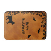 Zwarte kat met biet, Happy Halloween Badmat (Voorkant)