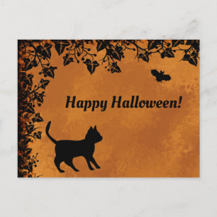 Zwarte kat met biet, Happy Halloween Briefkaart
