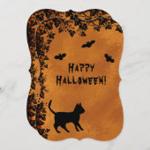 Zwarte kat met biet, Happy Halloween Kaart (Voorkant / Achterkant)