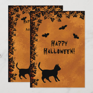 Zwarte kat met biet, Happy Halloween Kaart