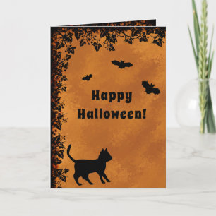 Zwarte kat met biet, Happy Halloween Kaart