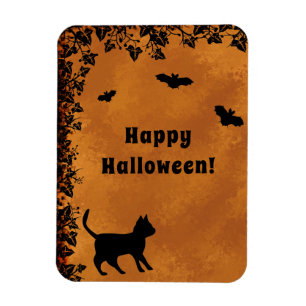 Zwarte kat met biet, Happy Halloween Magneet