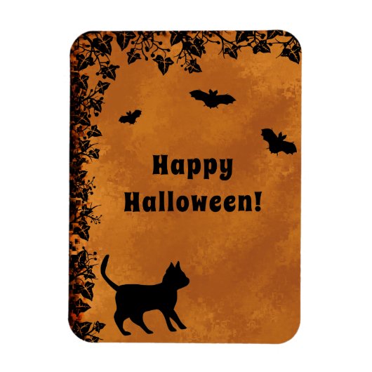 Zwarte kat met biet, Happy Halloween Magneet (Verticaal)